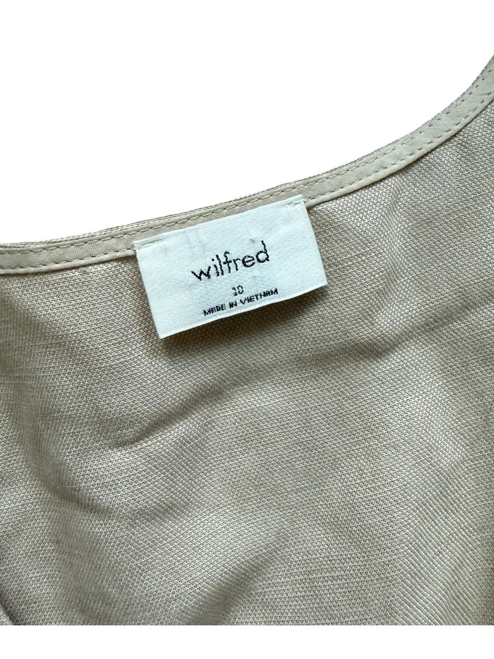 Wilfred by Aritzia Linen Wrap Jumpsuit Tie Waist Wide Leg 10 Beige Minimalist